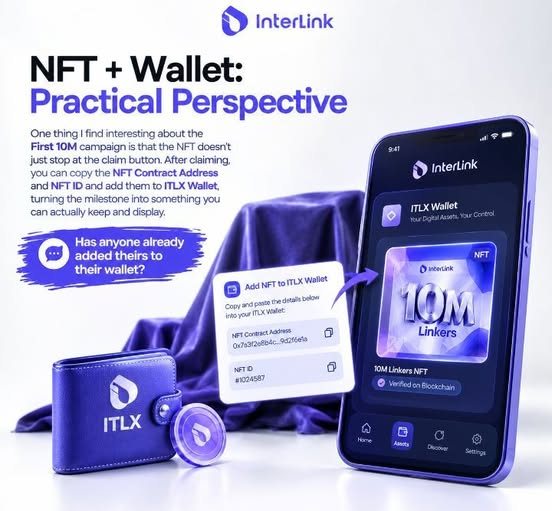 MohanRa63039931's tweet photo. One thing I find interesting about the First 10M campaign is that the NFT doesnโt just stop at the claim button. After claiming, you can copy the NFT Contract Address and NFT ID and add them to ITLX Wallet,
#InterLink #10MLinkers #ITL #ITLG #InterLinkNFT #WeAreTheFirst10M https://t.co/y1H3w6bSbj