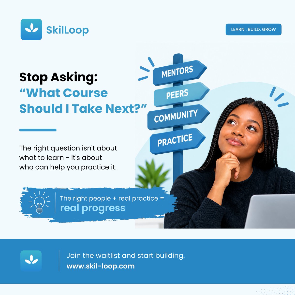 SkilLoop0's tweet photo. We’re getting closer. 

For weeks, we’ve been talking about the problem.

The skills you have but haven’t had the chance to put to work.

Now, we’re about to do something about it.

SkilLoop launches this September.

🚨 Join the waitlist before we go live: https://t.co/71PC1TkrPc https://t.co/kD8ZAar2Ct
