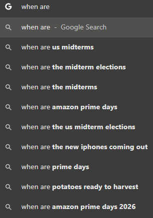 _MichaelTimmons's tweet photo. I guess lots of people have been Googling "When are the US midterms".

I wonder what that indicates... ?

People also all in on Prime Days lol https://t.co/G5CUEZqxR5