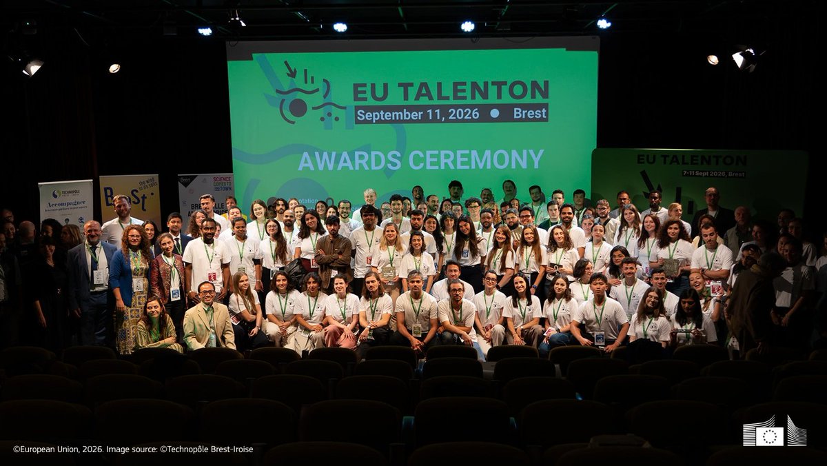 EUScienceInnov's tweet photo. Congratulations to the winning teams of #EUTalentOn 2026 in Brest! 

Given the space to think differently, you showed what talent can achieve. 

Keep choosing Europe, where your ideas, creativity  &amp; talent can help shape the future of innovation.

➡️https://t.co/6ODtzsrnH7 https://t.co/gN1bb6hTFW