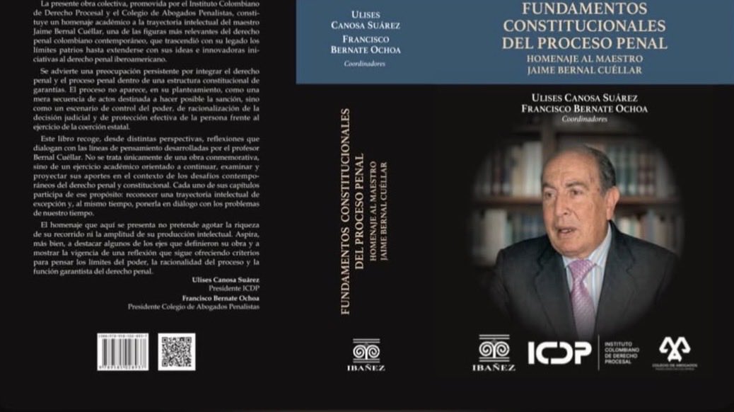Hernan_MirandaA's tweet photo. La verdad, no pensé que mi pequeño aporte a la academia nacional llegase a ser escogido para una obra del tamaño del homenaje a Jaime Bernal Cuéllar. Reconocimiento a @ucanosas @fbernate por dirigir tremendo esfuerzo y a @gei_editorial por sus eximias publicaciones.

Me tomé el atrevimiento de escribir sobre un tema que ya otros autores nacionales habían abordado y que atañe a una manifiesta desproporción en la imposición de detenciones preventivas intramuros en casos donde, de resultar condenado el procesado, estaría en libertad condicional o como máximo, en prisión domiciliaria: se trata peor al inocente que al sentenciado.