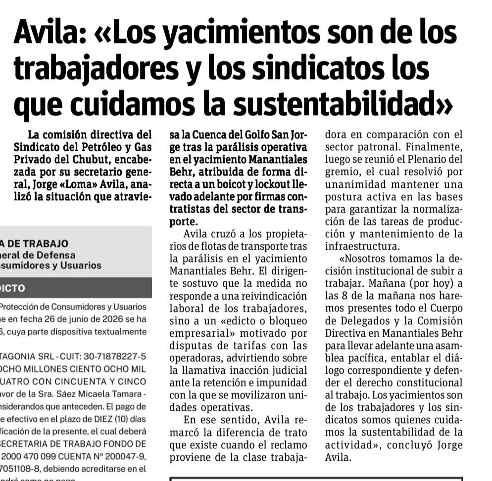 trelewenseol's tweet photo. Después no entienden porque se van de Comodoro. No debe existir en Argentina nada más confiable que un sindicato https://t.co/Z6mXaH7DZG