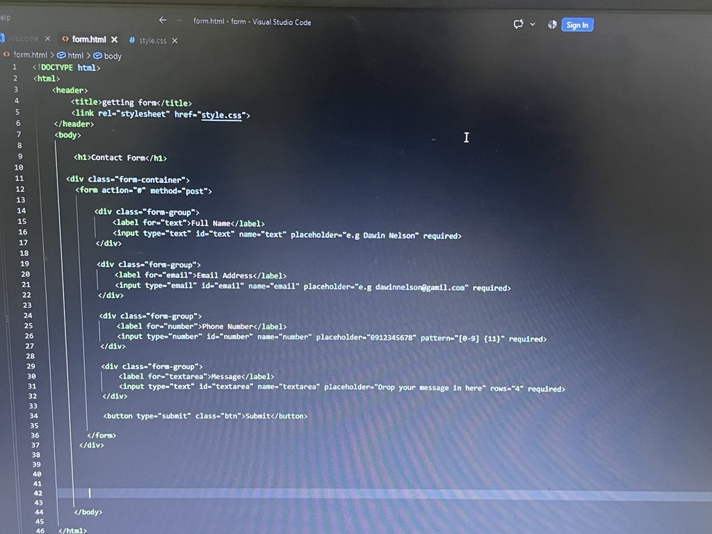 KhalidJimoh7's tweet photo. This week, I worked on creating a form section using HTML &amp; CSS. Still learning, still practicing, and definitely getting better with every project. 🚀 
One step at a time… we move! 💪🏽🔥@BeTechified 

#WebDevelopment #FrontendDeveloper #HTML #CSS #CodingJourney https://t.co/732q5CKLR0