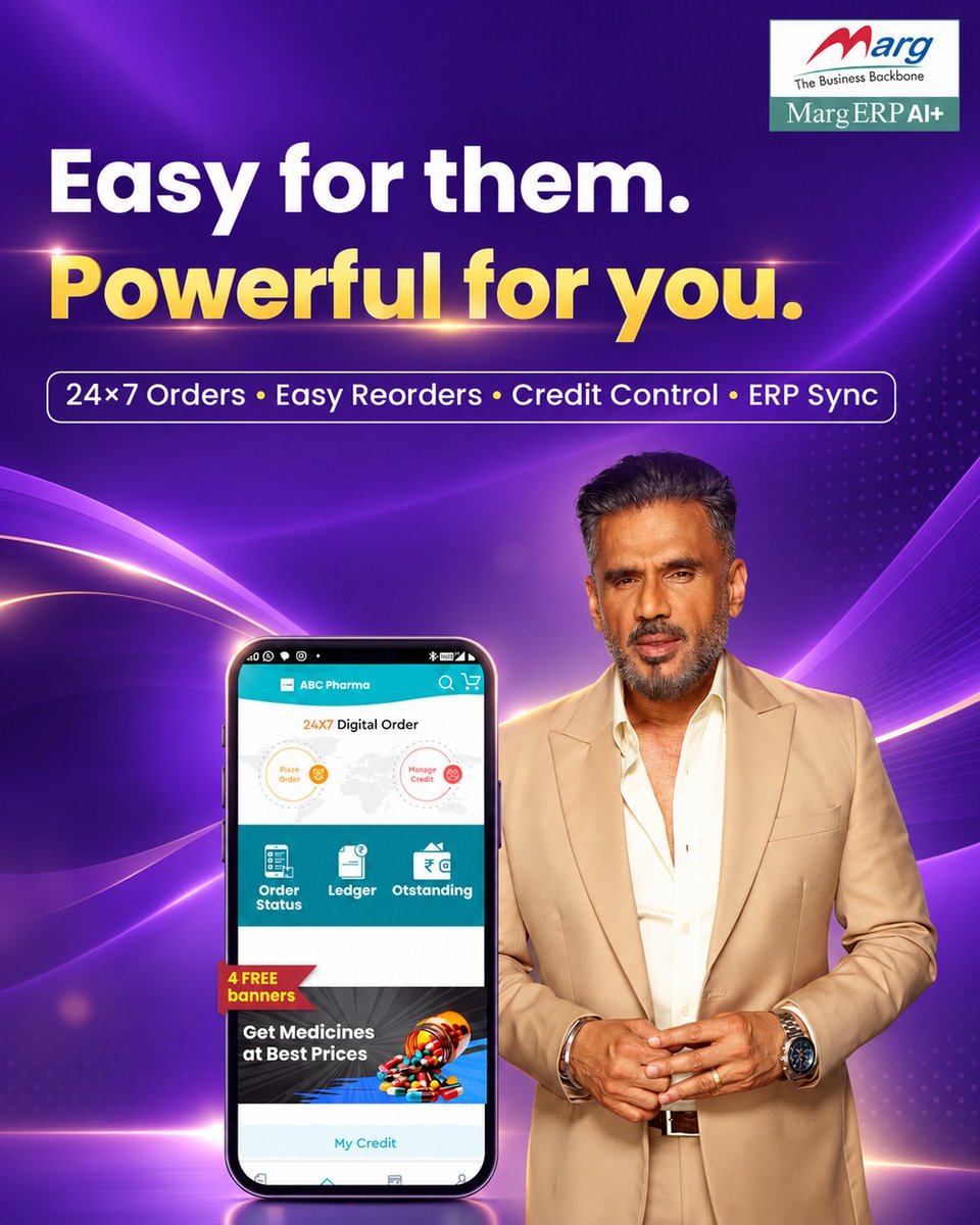 MargErpLtd's tweet photo. Make ordering #effortless. Keep your business in control. 📱

Give customers your own branded app to browse products, check live stock, place 24×7 orders &amp; access offers. Seamless Marg ERP sync.

🔗 Visit: https://t.co/QpbMcUVOxC
Call: 9555061626

#MargERP #BusinessAutomation https://t.co/zzJKIjtTM5