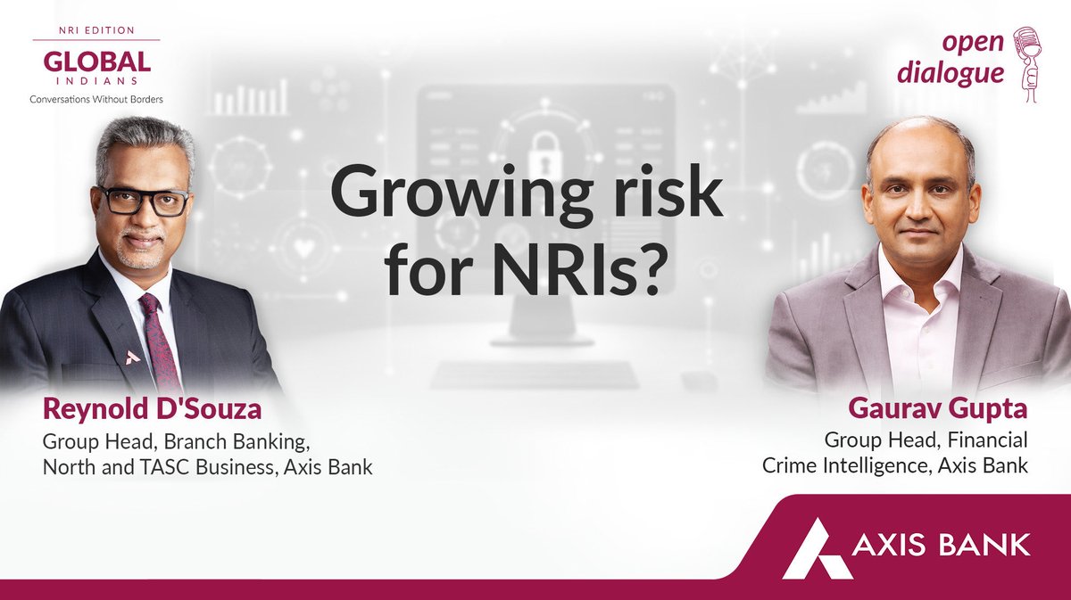 AxisBank's tweet photo. In Episode 3 of Global Indians, we unpack why NRIs are increasingly targeted by cyber scams and share practical ways to stay protected. 

Watch the full episode here: https://t.co/orEAtbEsvs  

#CyberSecurity #NRIBanking #AxisBank #OpenDialogue https://t.co/VtULV2Jk0A