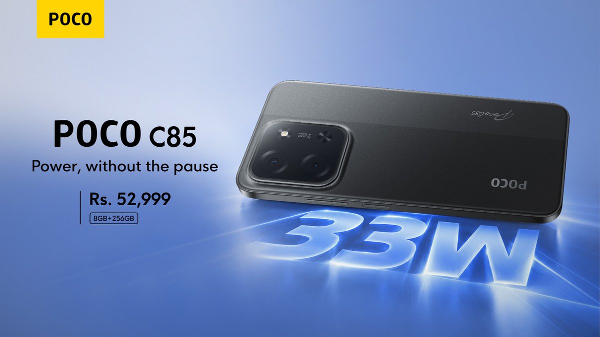 PocoPakistan's tweet photo. No lagging, No low battery anxiety ⚡Get massive 8GB+256GB storage, fast 33W charging, and non-stop performance with the #POCOC85.

Buy now:
Xiaomi Sale: https://t.co/mMf2zy3vFw
Mistore: https://t.co/lCDrqzPve4
Corecart: https://t.co/2pV3UAZ4GT
Website: https://t.co/MCjn2ltXEQ https://t.co/9mdV9bn42x