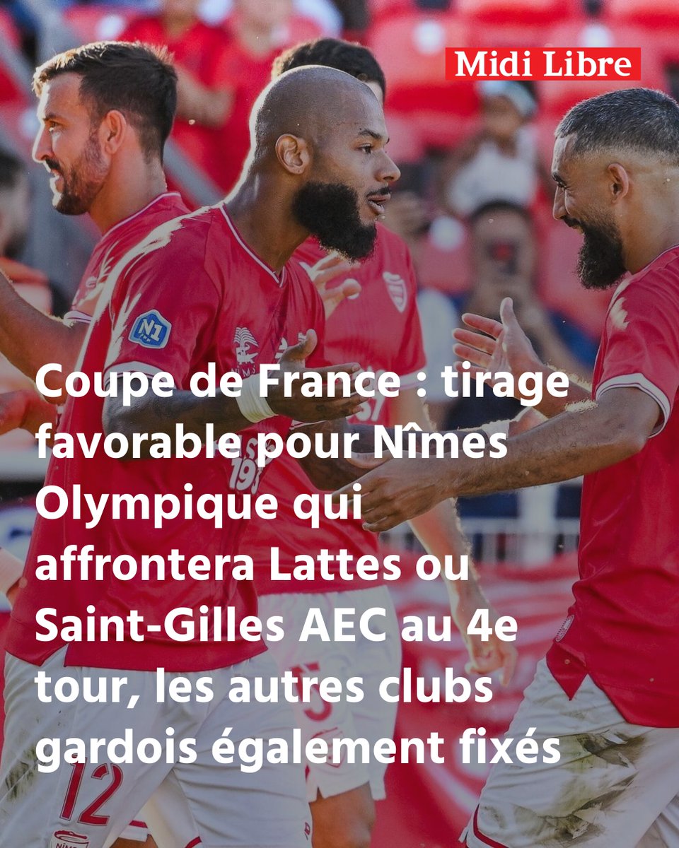 MidiLibreSports's tweet photo. Coupe de France : tirage favorable pour Nîmes Olympique qui affrontera Lattes ou Saint-Gilles AEC au 4e tour, les autres clubs gardois également fixés
➡️ https://t.co/JvLfhpVv0h https://t.co/SCConkThJ6