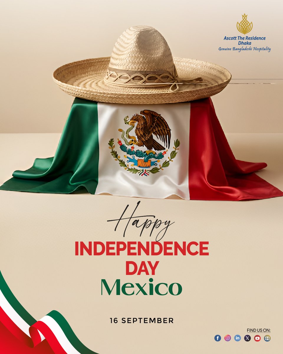 AscottHotels's tweet photo. 🇲🇽 Happy Mexico Independence Day! 🇲🇽

Celebrating the rich heritage, vibrant culture, and enduring spirit of Mexico. May this special day bring pride, unity, and joy to all.

¡Viva México! ❤️💚

#MexicoIndependenceDay #VivaMexico #MexicanHeritage #AscottTheResidence https://t.co/Z1wwLl7ZUI