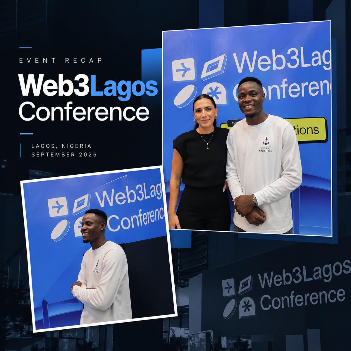 VeraAnchor's tweet photo. We took @VeraAnchor beyond the screen.

Recently, our Ecosystem Adoption and Product Lead @kokoofweb3 and the team showed up at @Web3LagosCon and Solana Summit organized by @SuperteamNG  meeting builders, exchanging ideas, and sharing what we’re building around data ownership, verifiable evidence, and trusted research.

The conversations were great, the energy was even better, and we’re just getting started.

More community activities are coming  workshops, conversations, and opportunities to learn and build together.

See you at the next one. ⚓

These are the official links for Vera Anchor 

Join our community: https://t.co/vXR0wto91S