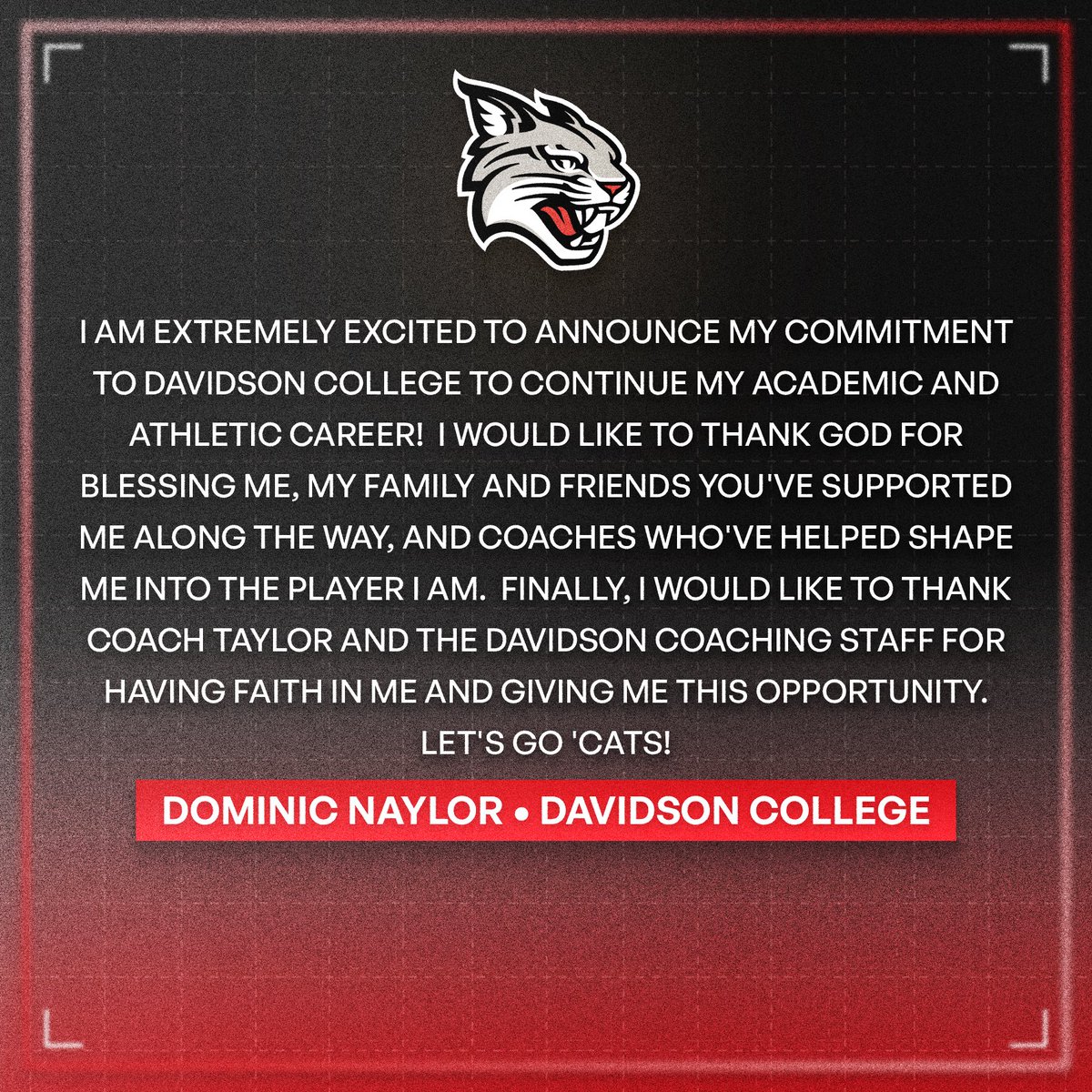 DomNaylor17's tweet photo. Let’s Go ‘Cats!!! #committed 
@RuckerTaylor @CoachJohnLH @DavidsonBASE @CedarParkBSBL https://t.co/Xcuoljiukb