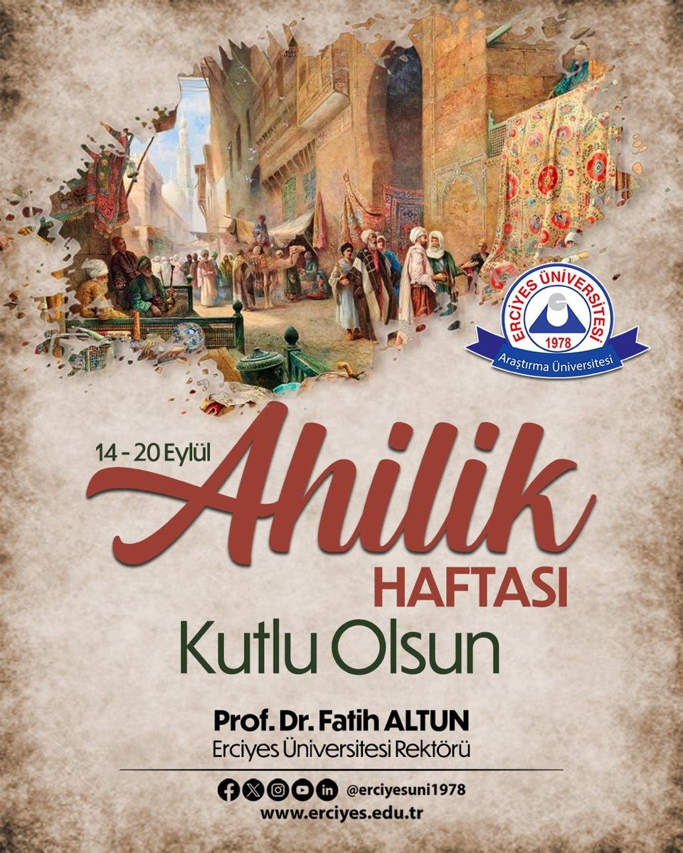 ProfFatihAltun's tweet photo. Ahilik kültürünün temelini oluşturan dayanışma, dürüstlük, emek ve paylaşma gibi değerlerin yaşatılması dileğiyle Ahilik Haftası’nı kutluyorum.

Bu anlamlı haftanın birlik ve beraberliğimizi güçlendirmesini temenni ediyorum. https://t.co/2OYEZCZnyE