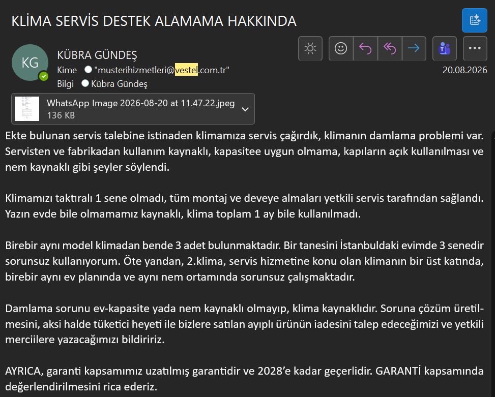 kubogundes's tweet photo. @ezgiyenn @Dyson Ezgi hanım merhaba vestel klima almıştık aldığımızdan beri damlama yapıyor ama müşteri hizmetleri bana destek olmadi bi tur destek olur musunuz :( tşk🌹 https://t.co/3Wsnc6MCyw