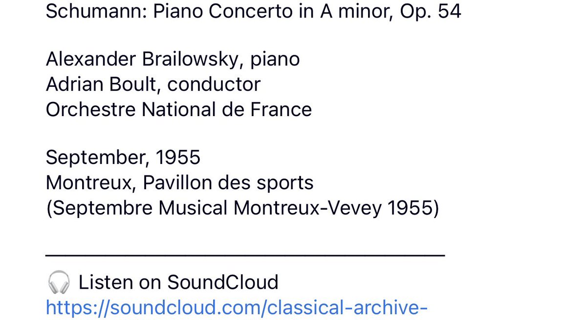 ClassicalArcSoc's tweet photo. Alexander Brailowsky, piano
Adrian Boult, conductor
Orchestre National de France

September, 1955
Montreux, Pavillon des sports https://t.co/PNNoQbuT1O