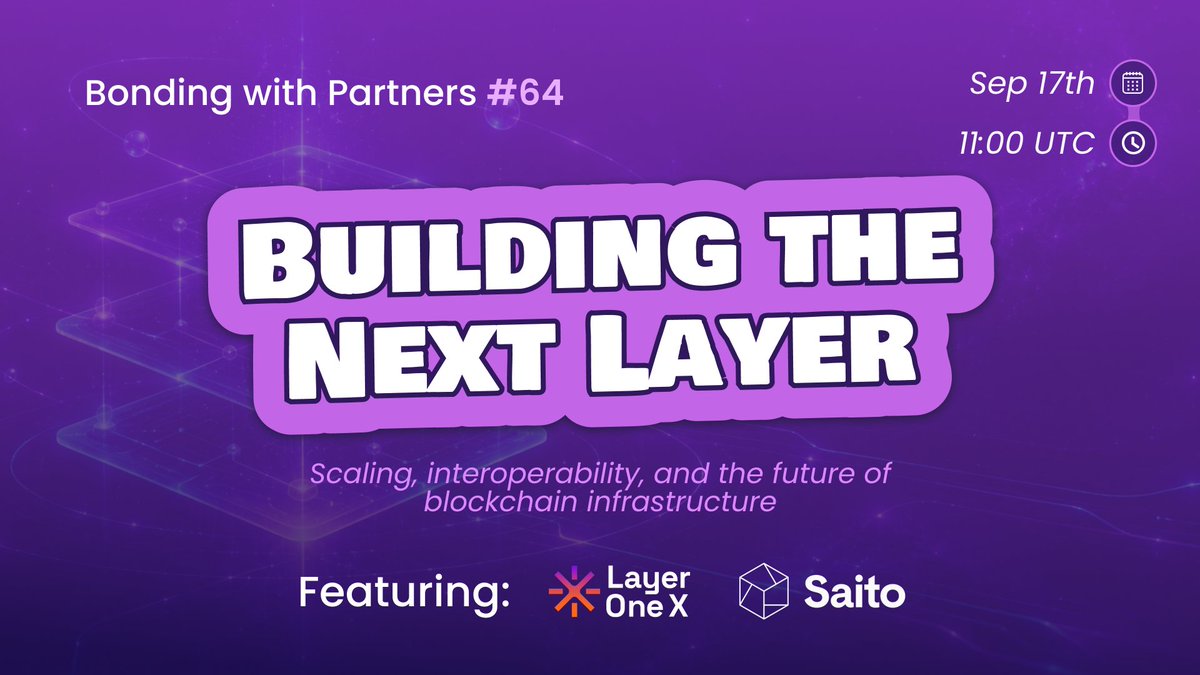 ApeBond's tweet photo. What does the next generation of blockchain infrastructure look like? 🧐

We’re sitting down with @SaitoOfficial and @LayerOneX on the next Bonding with Partners to explore the technologies shaping the future of Web3. ⛓️

🗓️ Set your reminder!
➡️ https://t.co/xwjezihbQ4