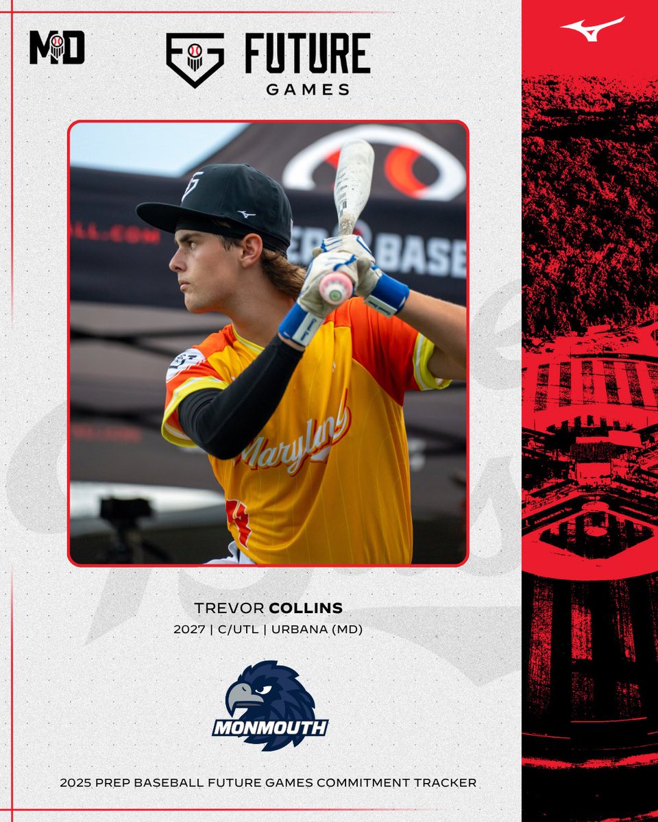 PrepBaseballMD's tweet photo. 🚨 Future Games Commitment Alert 🚨

‘27 UTL Trevor Collins has announced his commitment to Monmouth.

Congratulations to Trevor and his family. 20th commit from #TeamMaryland🦀.

Check out his profile! ⬇️

https://t.co/FFz1K4yuSs

@trevcollins2027 || #PBFG25 https://t.co/gkx6bsn6kW