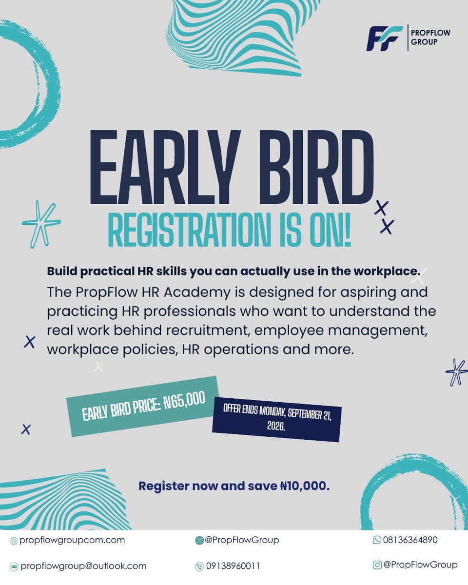 PropflowGroup's tweet photo. BEFORE YOU SAY, “I’LL REGISTER LATER…”

You can still join the PropFlow HR Academy at the early bird price until next week.

Learn practical HR skills across recruitment, employee management, workplace policies, HR operations and more.

Register now: https://t.co/O1ffql2cgb https://t.co/xHC1vbXYGp