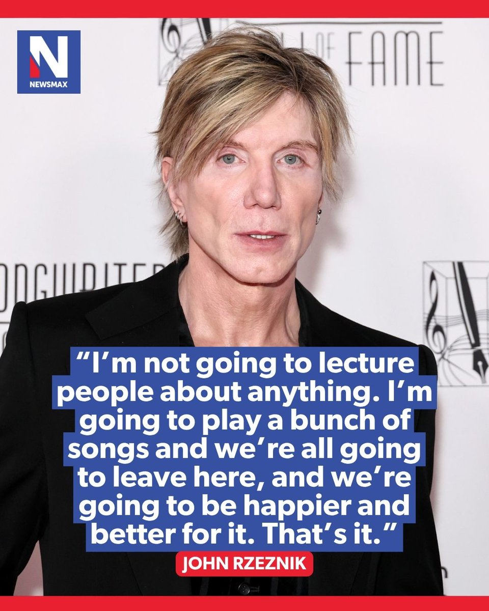 NEWSMAX's tweet photo. NO POLITICAL LECTURES: Goo Goo Dolls frontman John Rzeznik says he won’t “lecture” fans about his political beliefs during concerts, saying people of every political stripe should be able to come together, enjoy the show and leave happier. https://t.co/gc1WeOBCYd