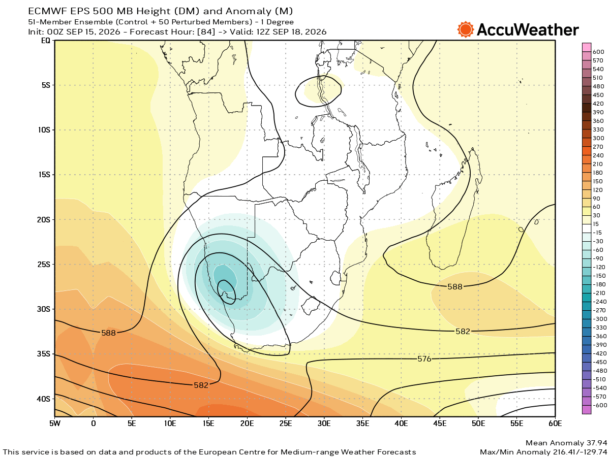 jnmet's tweet photo. A strong upper-low will bring another round of heavy rain & severe thunderstorms to southern #Botwana, #SouthAfrica, #Lesotho & #Eswatini Thursday into early next week. Some snow is possible in the #Drakensburg mountains above 3,000 meters Friday night into Saturday. https://t.co/E52QaSM0pn