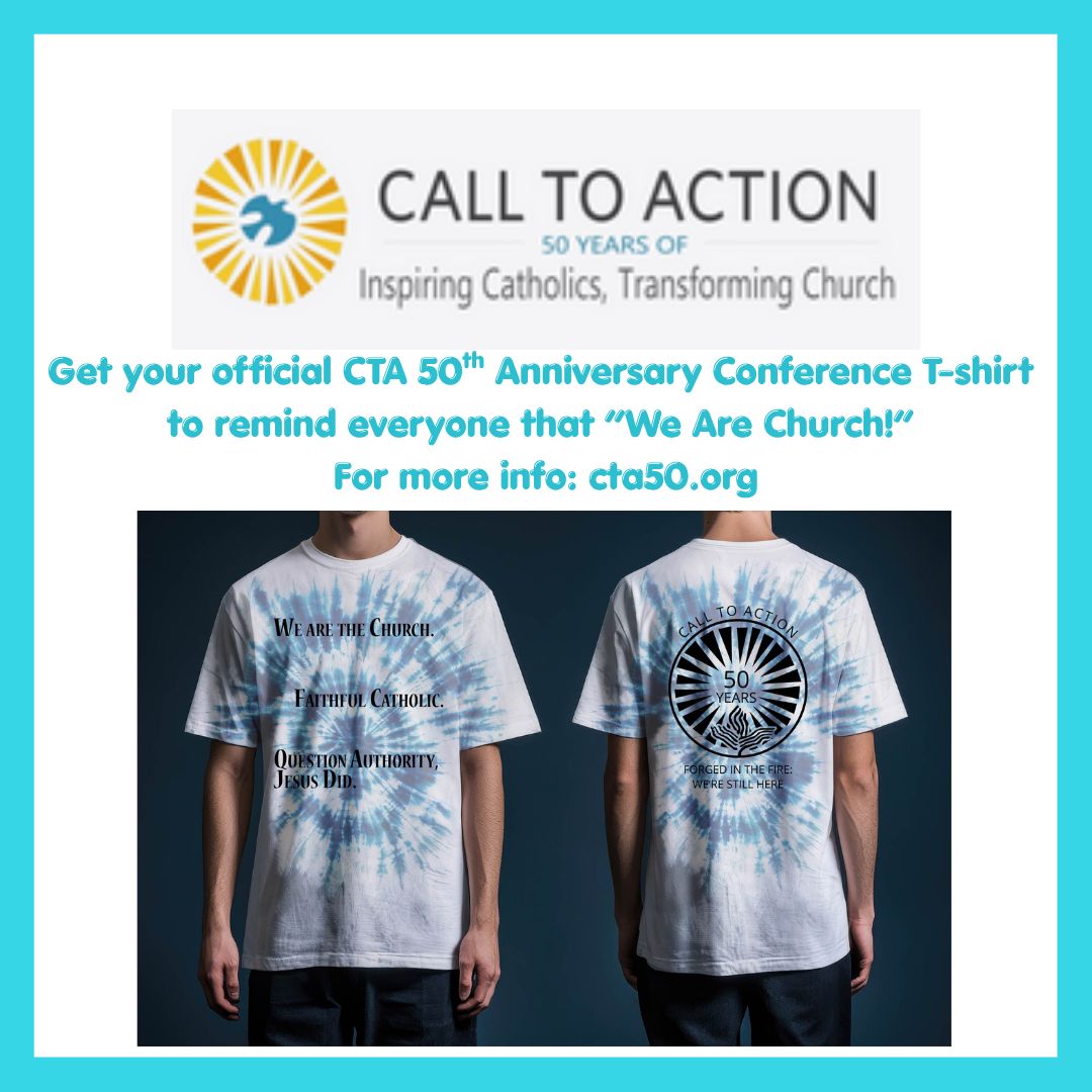CTACatholics's tweet photo. When you're registering for our 50th Anniversary conference, don't forget about the swag too!

Remind everyone on your block that "We Are Church!" with an official CTA 50th Anniversary Conference t-shirt. For more info: https://t.co/ZFPuE5sXfF https://t.co/7jQaN5xIf7