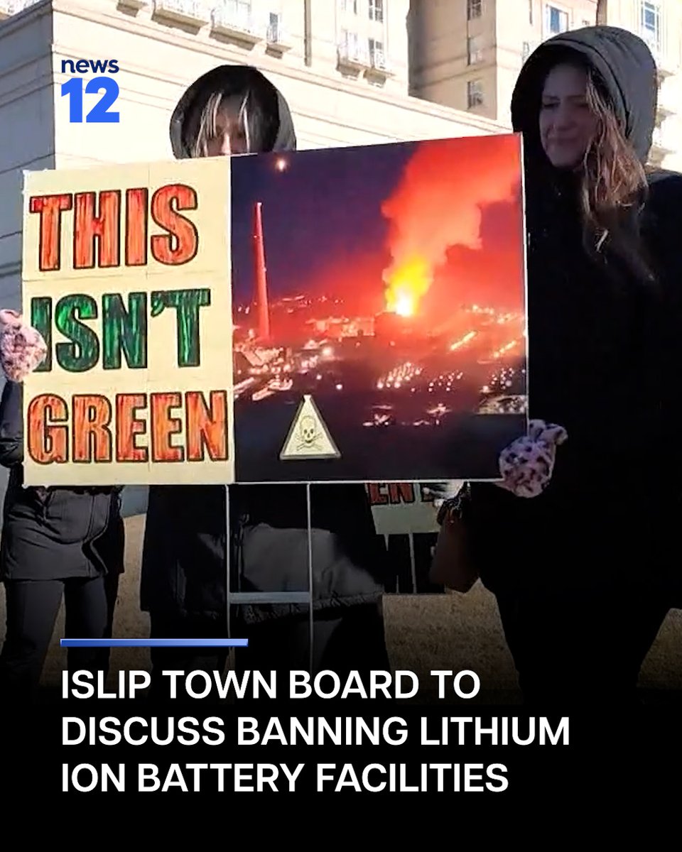 News12LI's tweet photo. PUBLIC HEARING: Islip residents can weigh in on a proposed code change that would block a lithium battery project in Hauppauge. The project has faced strong community pushback for years.
 
#News12 #LongIsland #LithiumBatteryProject #Community

https://t.co/pH3XntCENa https://t.co/WwIn6ntfcB