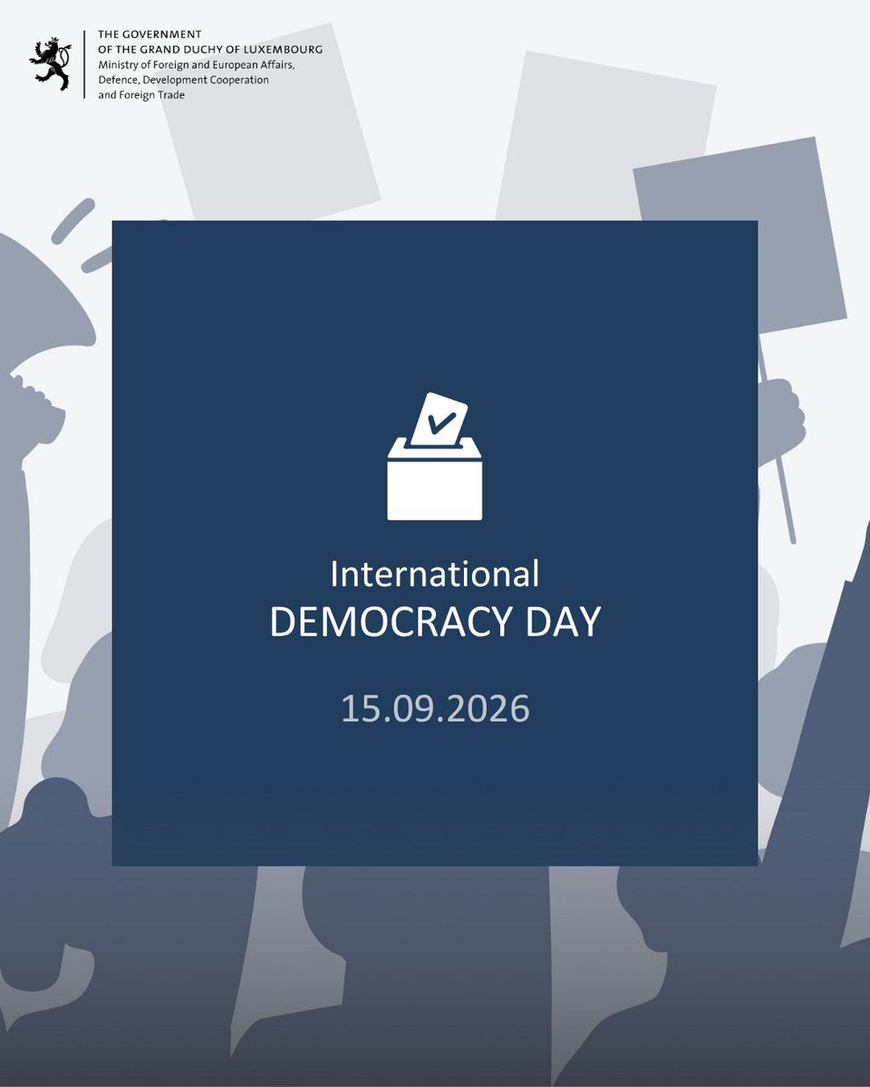MFA_Lu's tweet photo. On the International Day of Democracy, Luxembourg 🇱🇺reaffirms its commitment to inclusive institutions, civic participation, and the protection of fundamental freedoms. Together, we can strengthen democratic societies for all. https://t.co/rpHm7L9IPl