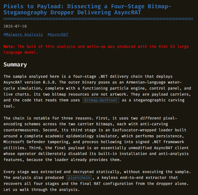 blackstormsecbr's tweet photo. Pixels to Payload: Dissecting a Four-Stage Bitmap-Steganography Dropper Delivering AsyncRAT:
https://t.co/kFJ3oPkcEp
#cybersecurity #malware #infosec #informationsecurity #threatanalysis https://t.co/uhT1hFa3MK