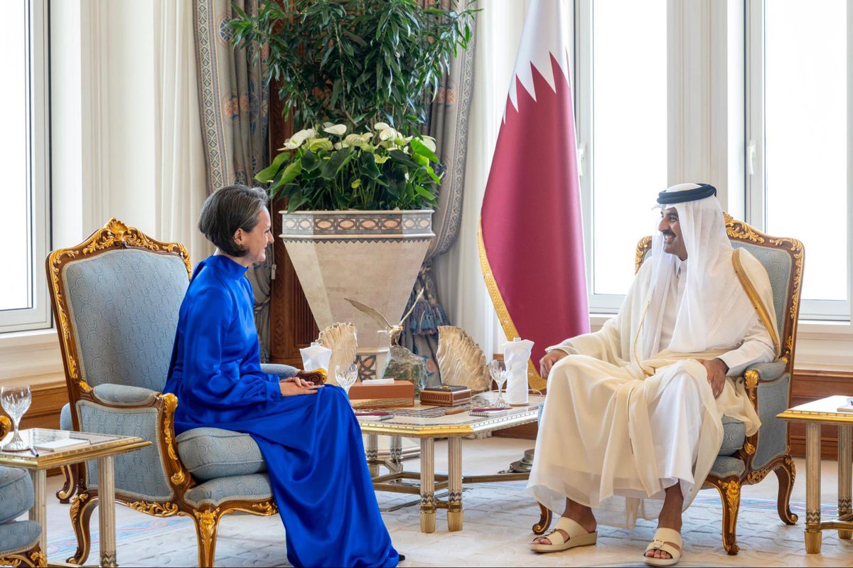 CzechDoha's tweet photo. A proud day for 🇨🇿🤝🇶🇦 relations! The Ambassador of the Czech Republic Marta Hušková presented her credentials to His Highness Sheikh Tamim bin Hamad Al Thani, Amir of the State of Qatar—opening a new chapter in Czech-Qatari cooperation. ✨ https://t.co/5DNfVX5wOc