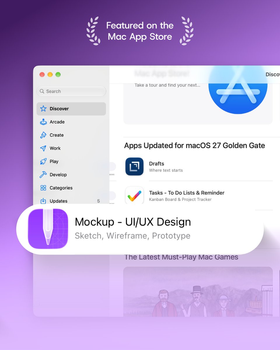 MockupApp's tweet photo. Mockup is featured across the App Store for iOS 27 and macOS 27. 🥳

From great apps updated for iOS and macOS, to the new Image Playground experience in Mockup, it’s special to see the app recognized in more than one place. 🙌

Thank you to everyone designing with us. 💜 https://t.co/7a6AIoAfhR
