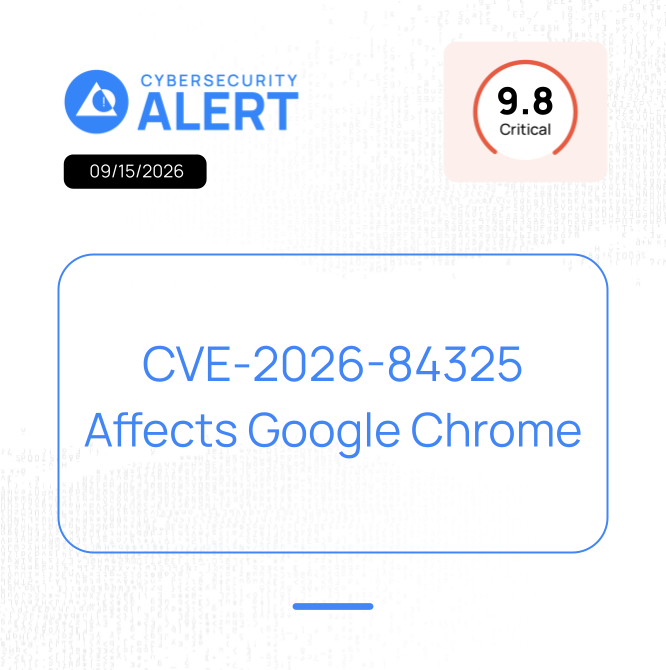 wazuh's tweet photo. Google Chrome is affected by CVE-2026-84325 (CVSS 9.8 - Critical), an improper input validation vulnerability in DataTransfer. Update to 152.0.7977.75 or later.

Read more: https://t.co/8mMaKZobNm https://t.co/DCeUDv2zyU