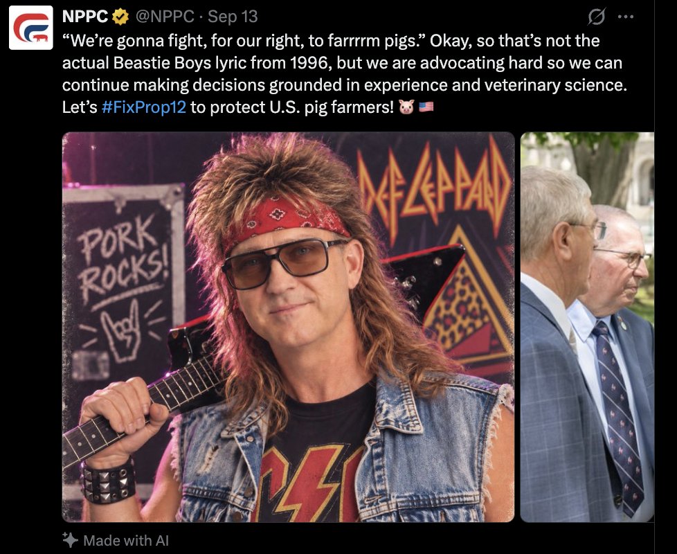 drcrystalheath's tweet photo. Turns out, the Beastie Boys didn't eat pigs, and they would probably be in favor of keeping pregnant pigs out of gestation crates.
Tomorrow, the Senate will hold its markup session on the Farm Bill. Contact your Senators today!
Click the link below.
#fixprop12 #prop12 #farmbill