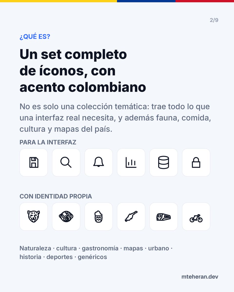 Mteheran's tweet photo. https://t.co/D7hLr7fFql un ser de iconos inspirados en Colombia 🇨🇴 completamente open-source y gratis para todos 🙌🏾 https://t.co/bPhZt9TQuV