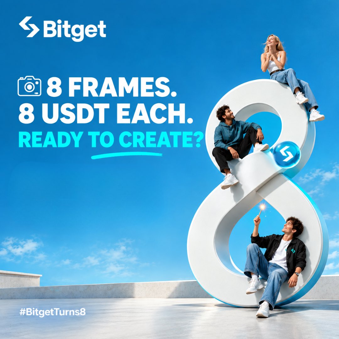 BitgetBDT's tweet photo. 📸 8 Frames. 8 USDT each. Ready to create? 👀

Celebrate #BitgetTurns8 by creating your own Bitget feature frame and share it for a chance to win! 🎉

How to enter:
✅ Follow @BitgetBDT
✅ Like & QT your creation with a celebration caption + #BitgetBDT #BitgetTurns8
✅ Tag 2 friends in the comments

🎁 8 lucky winners win 8 USDT each!

Create. Share. Celebrate. Win. 🔥
