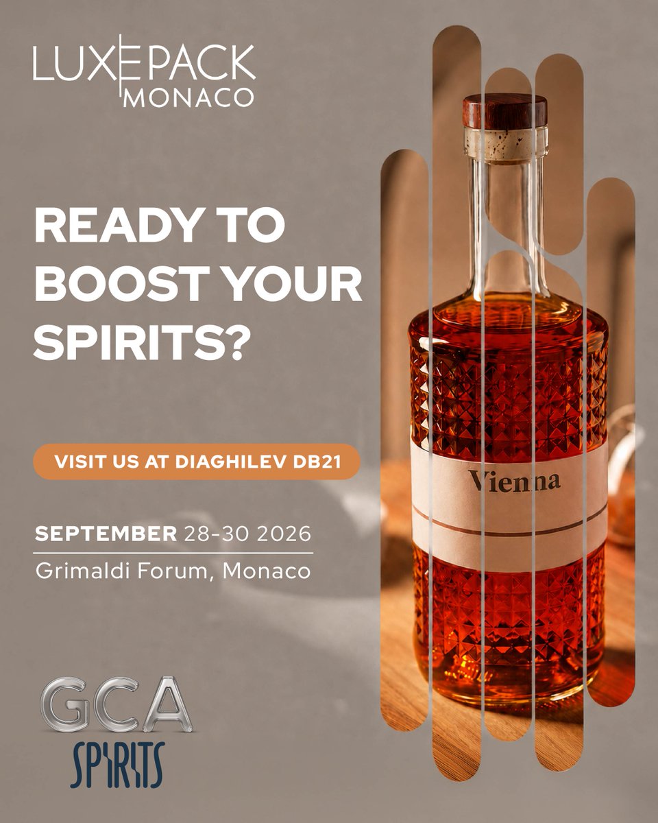 GCA_Spirits's tweet photo. LUXE PACK Monaco 2026 is getting closer.

A quick reminder to save the date: We’ll be there where design meets the world of premium packaging.

🗓️ September 28–30, 2026
🌐 Grimaldi Forum Monaco
📍 Diaghilev Hall, Booth DB21 https://t.co/JnxhFTqgYk