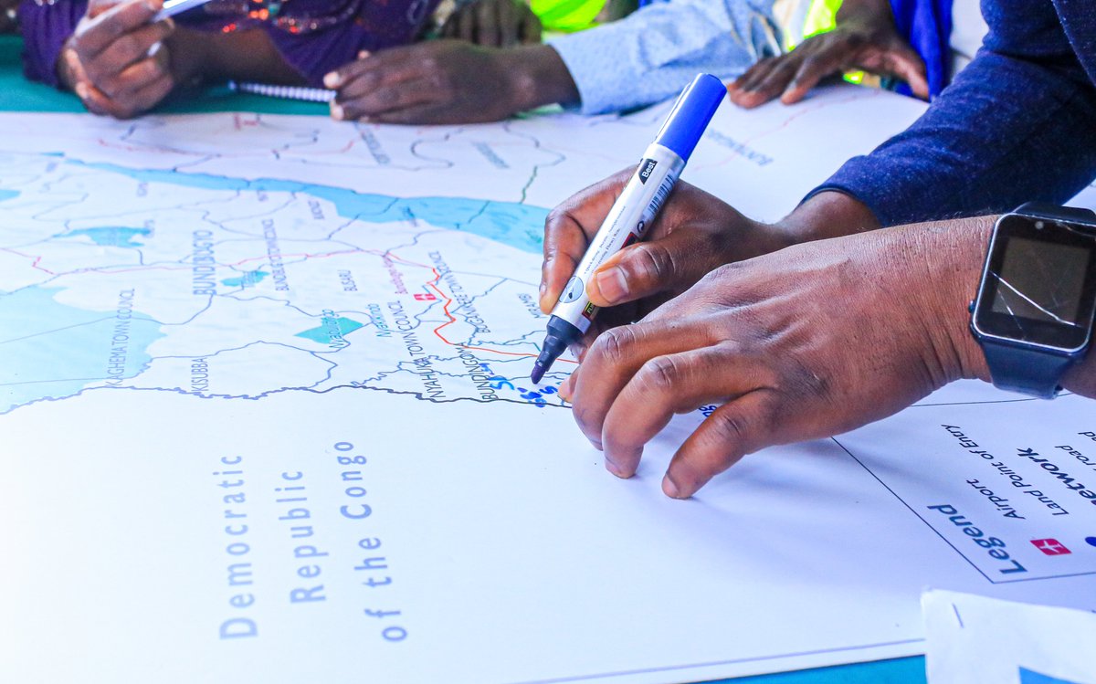 IOM_Uganda's tweet photo. Stakeholders from transport, hospitality, education and health sectors, alongside community leaders, are identifying travel routes and congregation points connected to areas affected by the outbreak in DRC. The findings will strengthen cross-border transmission prevention. https://t.co/sCUfs0M9kL