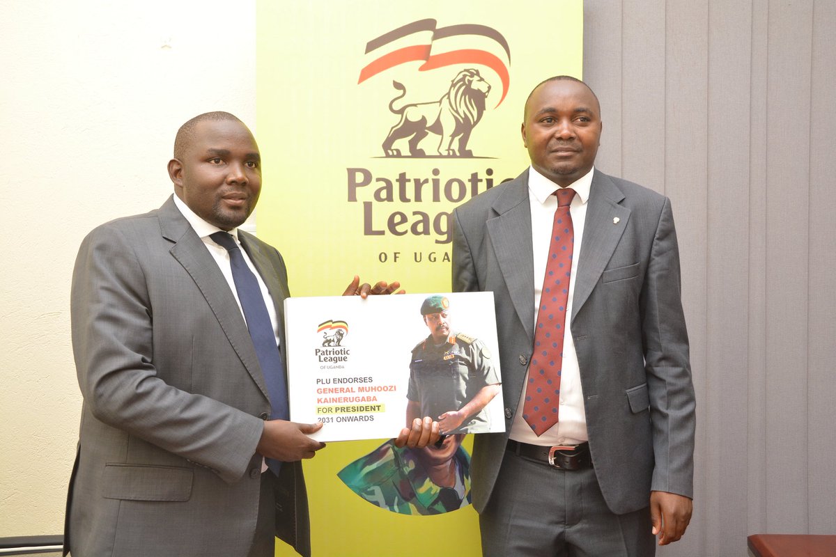 PLUsecretariat's tweet photo. Bushenyi District LC5 Chairman Twebaze Prosper has officially received endorsement books covering all 17 sub-counties and town councils in the district.

The books were handed over by our General Secretary Hon. @HonTwallafadil, who thanked him for his support. Mr. Twebaze pledged to mobilize the entire district behind the cause.

Twebaze, a former BFM Radio journalist, won the NRM flag in the 2025 primaries with about 86% of the vote and took office in May 2026 after running unopposed. The books form part of our civic endorsement drive to have Gen. @mkainerugaba as our President 2031 and beyond.