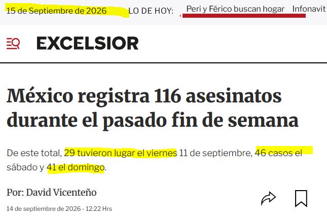 unchinodechina's tweet photo. Como siempre, tiene razón el Sr. Müller. 
Estas son las cifras de un fin de semana cualquiera en México, por ejemplo, el último. https://t.co/Q5L6pRg6Fw