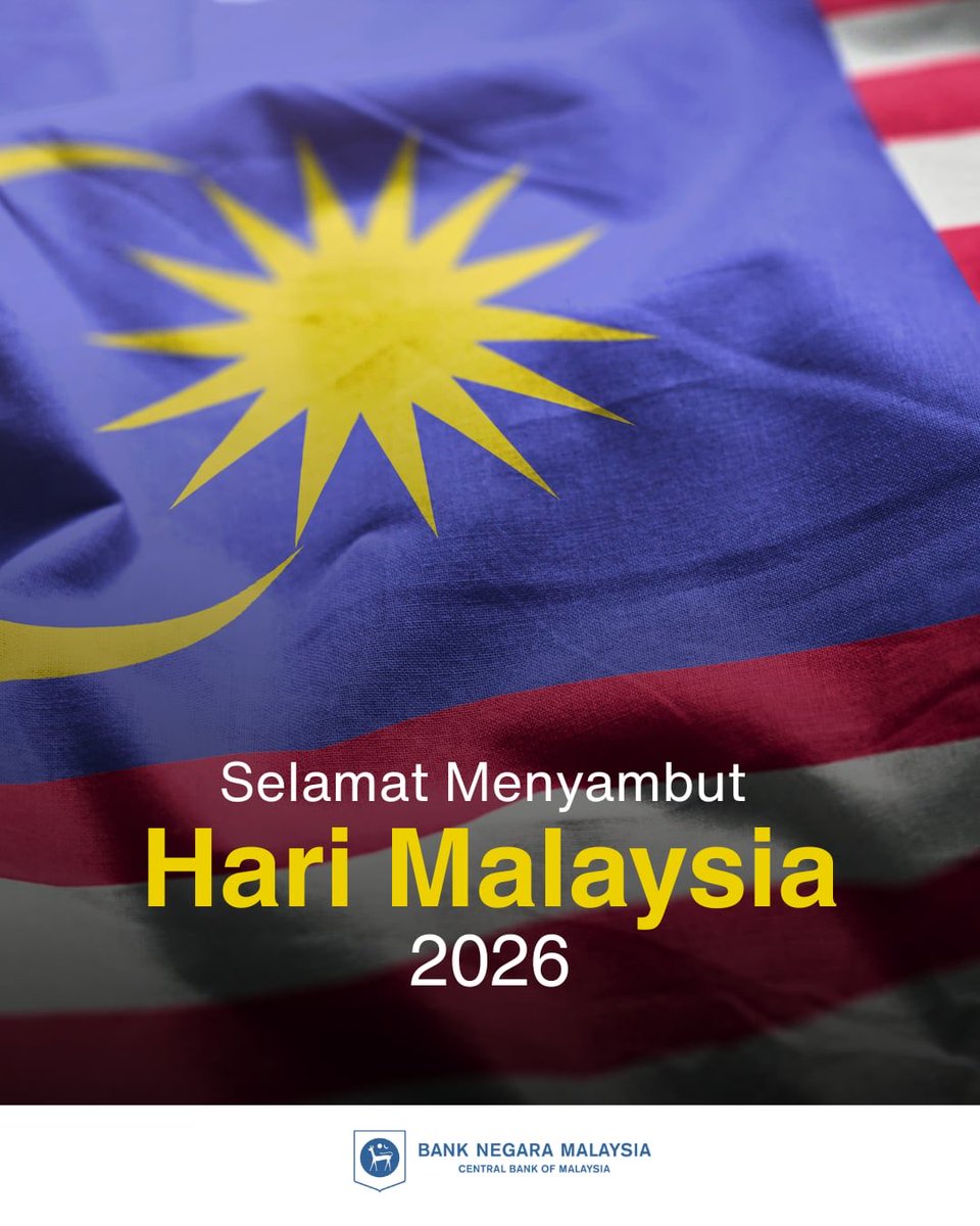 BNM_official's tweet photo. Marilah kita meraikan kepelbagaian yang menyatukan kita dan terus melangkah bersama ke arah masa depan yang lebih cerah, makmur dan sejahtera untuk semua. Selamat Hari Malaysia daripada Bank Negara Malaysia.
#BNMWishes #DemiNegara https://t.co/iw8KJB5ucZ