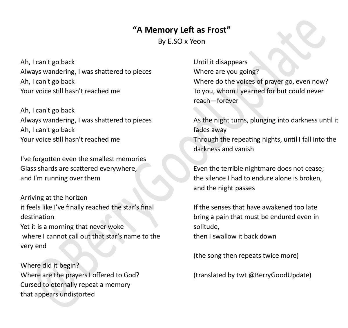 BerryGoodUpdate's tweet photo. [ENG] "A Memory Left as Frost" by E-SO (#Seoyul) and Yeon https://t.co/29nsuQpLIk