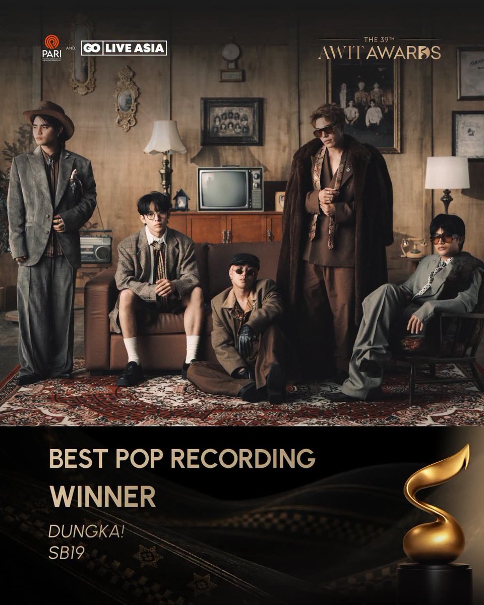 GlobalTrendSB19's tweet photo. Dungka wins BEST POP RECORDING of the year at the #39thAwitAwards.    

SB19 DUNGKA BEST POP RECORDING
SB19 DUNGKA BEST DANCE RECORDING 
SB19 DUNGKA BEST MV  
SB19 ON AWIT AWARDS
@SB19Official #SB19 
#SB19_OPMExcellenceInAwit2026 https://t.co/B9D6ipxe1R