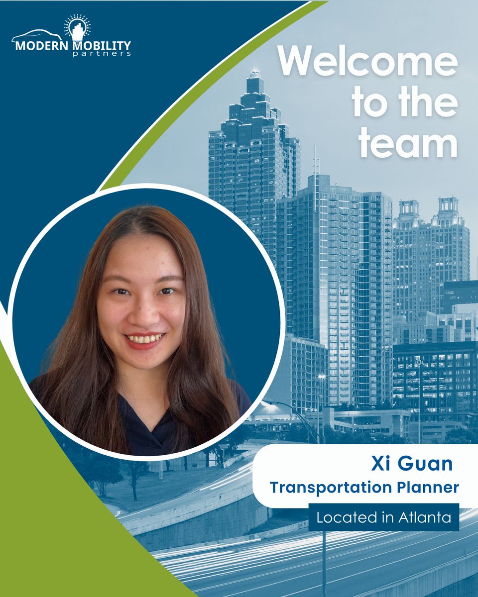 ModMobPartners's tweet photo. Meet our newest team member, Xi Guan! She's joining us as a Transportation Planner and brings skills in planning, modeling, and tool development. Welcome to the team, Xi! 🌱 #growwithus https://t.co/FIVvA3SMdu