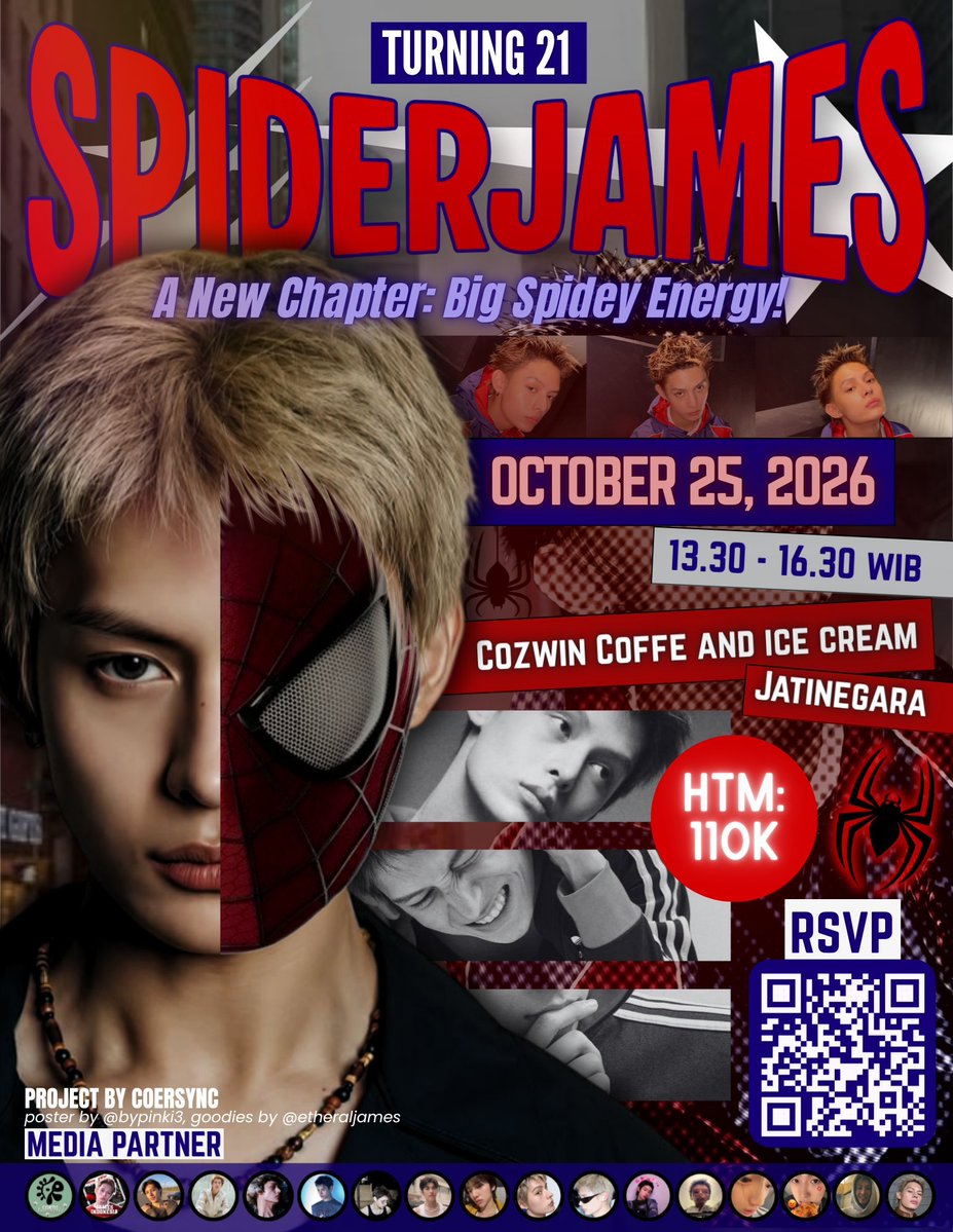 CORTISINDONESIA's tweet photo. [MEDIA PARTNER]

𝐒𝐏𝐈𝐃𝐄𝐑𝐉𝐀𝐌𝐄𝐒 :
𝐓𝐡𝐞 𝐍𝐞𝐰 𝐁𝐢𝐠 𝐒𝐩𝐢𝐝𝐞𝐲 🕷️ 𝐄𝐧𝐞𝐫𝐠𝐲 ❤️💙
Turning Moments Into Memories

Event by @coersync

🗓️ Sunday, 25 October 2026
⏰ 13.30–16.30 WIB
📍Cozwin Coffee, Jakarta Timur

💸 HTM : 110K
🔗 RSVP : https://t.co/iACdhHcqia…

🛍️ Includes :
- Food & Drink
- Goodies
- Prizes for lucky winners, etc.

*Notes : One email addres can only be used to register one person

#SPIDERJAMES #JAMESDAY #CORTIS #코르티스