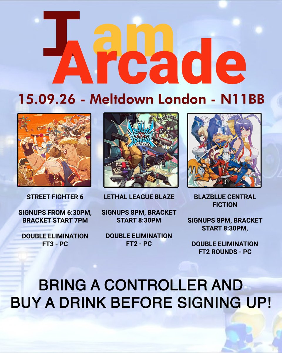 Fight_Lab's tweet photo. Tonight we've got a mix of SF6, Lethal League Blaze and BlazBlue on the lineup!

Signups for SF6 at 6:30, side games will be taken at 8PM with side games starting at 8:30PM.

Please buy a drink before signing up, bring a controller, and a PC compatible cable! See you there! https://t.co/Cm1rbFEV2t