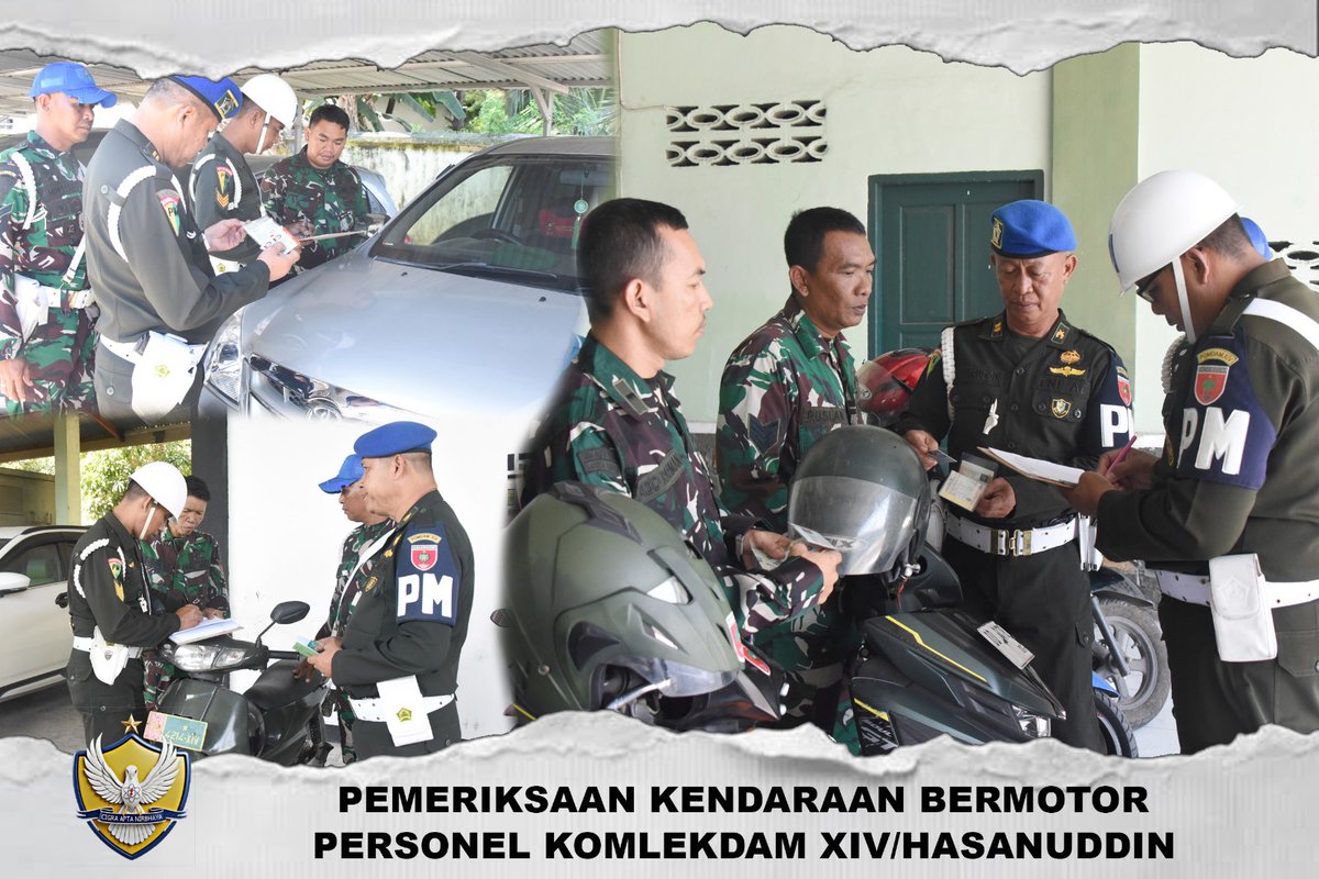 Hubdamxiv's tweet photo. Makassar, Selasa 15 September 2026 - Komlekdam XIV/Hasanuddin berkolaborasi dengan Pomdam XIV/Hasanuddin melaksanakan kegiatan pemeriksaan kendaraan bermotor roda dua dan roda empat.
Pemeriksaan meliputi kelengkapan fisik kendaraan dan kelengkapan surat-surat kendaraan bermotor. https://t.co/Ss9oIvRE0l