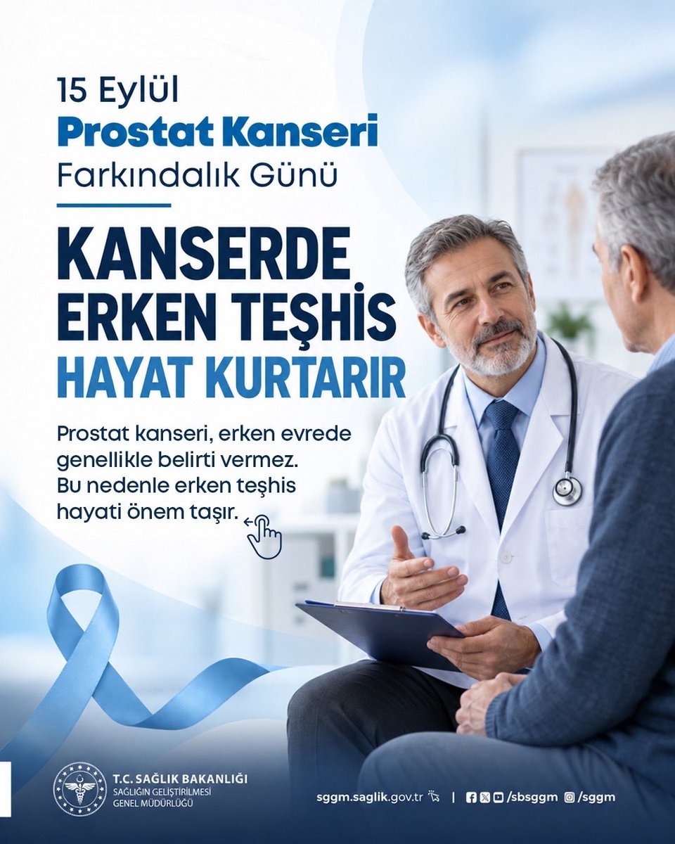 sbsggm's tweet photo. Prostat kanseri erkeklerde en sık görülen kanser türlerinden biridir ve erken teşhis edildiğinde tedavide başarı şansı yüksektir.

Kanserde Erken Teşhis Hayat Kurtarır

#SağlıklıTürkiyeYüzyılı
#SağlığıGeliştirenTürkiye
#ProstatKanseriFarkındalıkGünü https://t.co/2PmwG4I7Ef