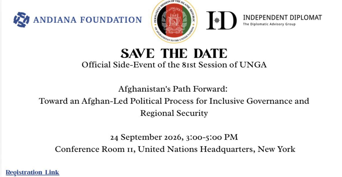 IDiplomat's tweet photo. #UNGA81 join us to discuss Afghanistan’s Path Forward &amp; how to kickstart an inclusive Afghan-led political process w/great speakers including @MahmoudSaikal @Asila_Wardak @LNajafizada &amp; more. Delighted to cohost w/@AFGMissionUN @AndianaOrg

Register 👉  https://t.co/ubwr3zBMRY https://t.co/r6FDAAl46a