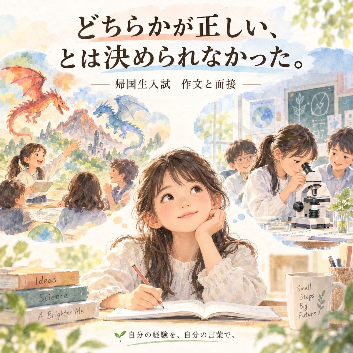 LiteraArts's tweet photo. 「どちらかが正しい、とは決められなかった。」

帰国生入試に向けて、作文と面接の練習をしています。

今回の作文では、海外と日本、二つの学校での経験を比べながら、

「自分で考える活動は、多すぎても少なすぎてもよくない」

という考えにたどり着きました。

「どちらの方がいいの？」と考えたけれど、
どうしても一方には決められなかったそうです。

だから、

「多すぎても困る」
「少なすぎても、自分で考える力が育たない」

と、自分なりの答えを出しました。

私は、こういう答えがとてもいいと思っています。

帰国生入試では、海外で何を経験したかだけでなく、

その経験を通して、自分が何を感じ、どう考えるようになったのか。

そこに、その子らしさが出ます。

授業では、作文を書いて終わりにはしません。

「そのとき、何が楽しかった？」
「どこが難しかった？」
「もし自分で決められたら、何を選びたかった？」

と聞いていくと、作文には書かれていなかった記憶や考えが、少しずつ出てきます。

きれいな答えを作るより、
自分の中にあるものを、自分の言葉で話せること。

作文と面接を行き来しながら、そんな力を育てています。