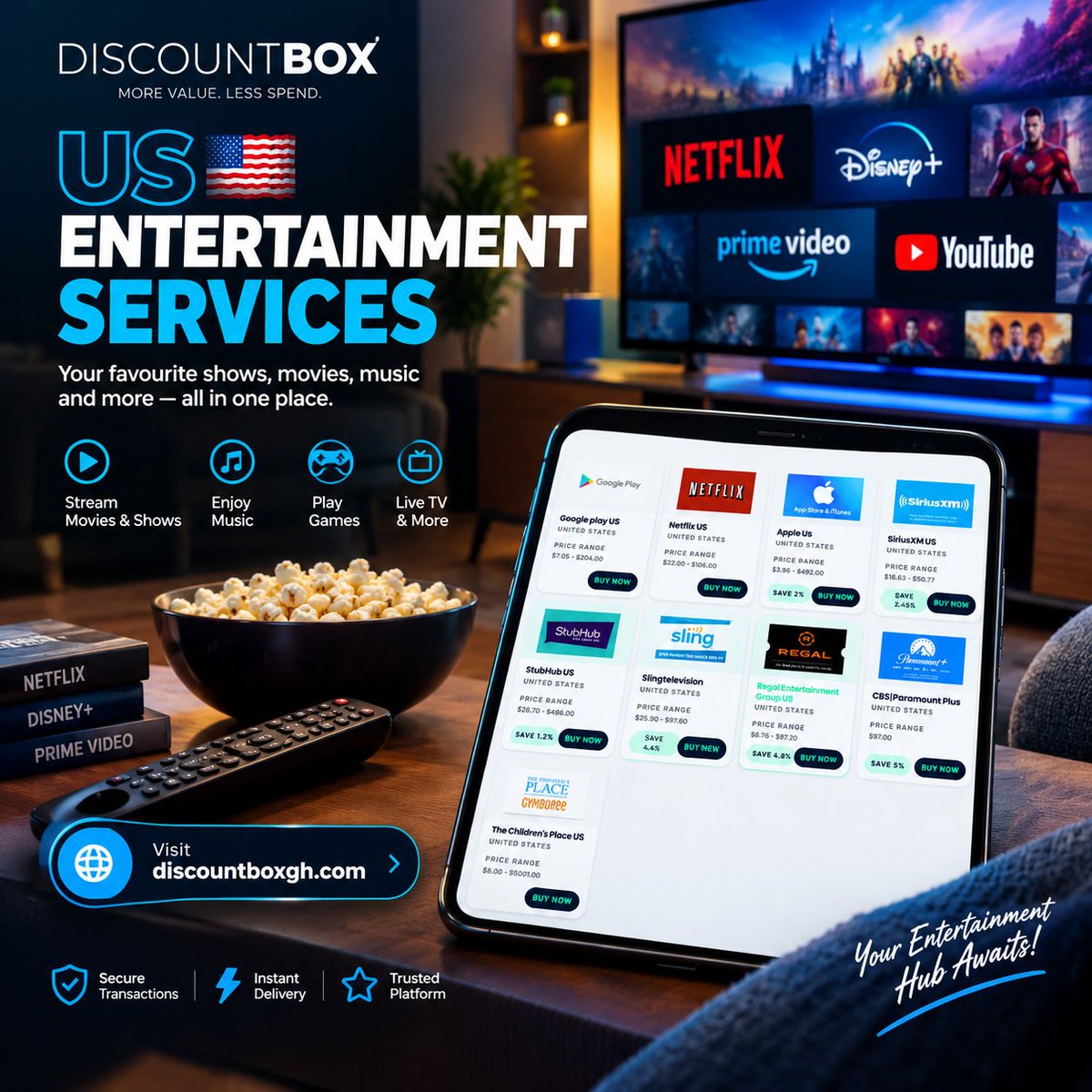 discountbox_'s tweet photo. Airtime. Gift cards. Digital convenience. 🌍🎁
Top up loved ones abroad or find the perfect gift for gaming, entertainment, shopping and more.
Stay Connected. Get What You Need.
#DiscountBox #Airtime #GiftCards https://t.co/vr6kKYNRbw