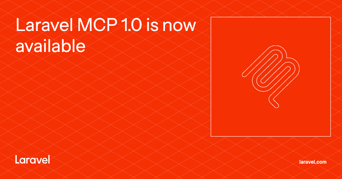 laravel's tweet photo. Laravel MCP 1.0 is here 🎉

This is a big protocol upgrade with support for MCP version 2026-07-28.

Stateless servers, searchable tool catalogs, caching, improved OAuth, MCP Apps updates, and a lot more.

Quick thread 🧵 https://t.co/fPvr5rYoET