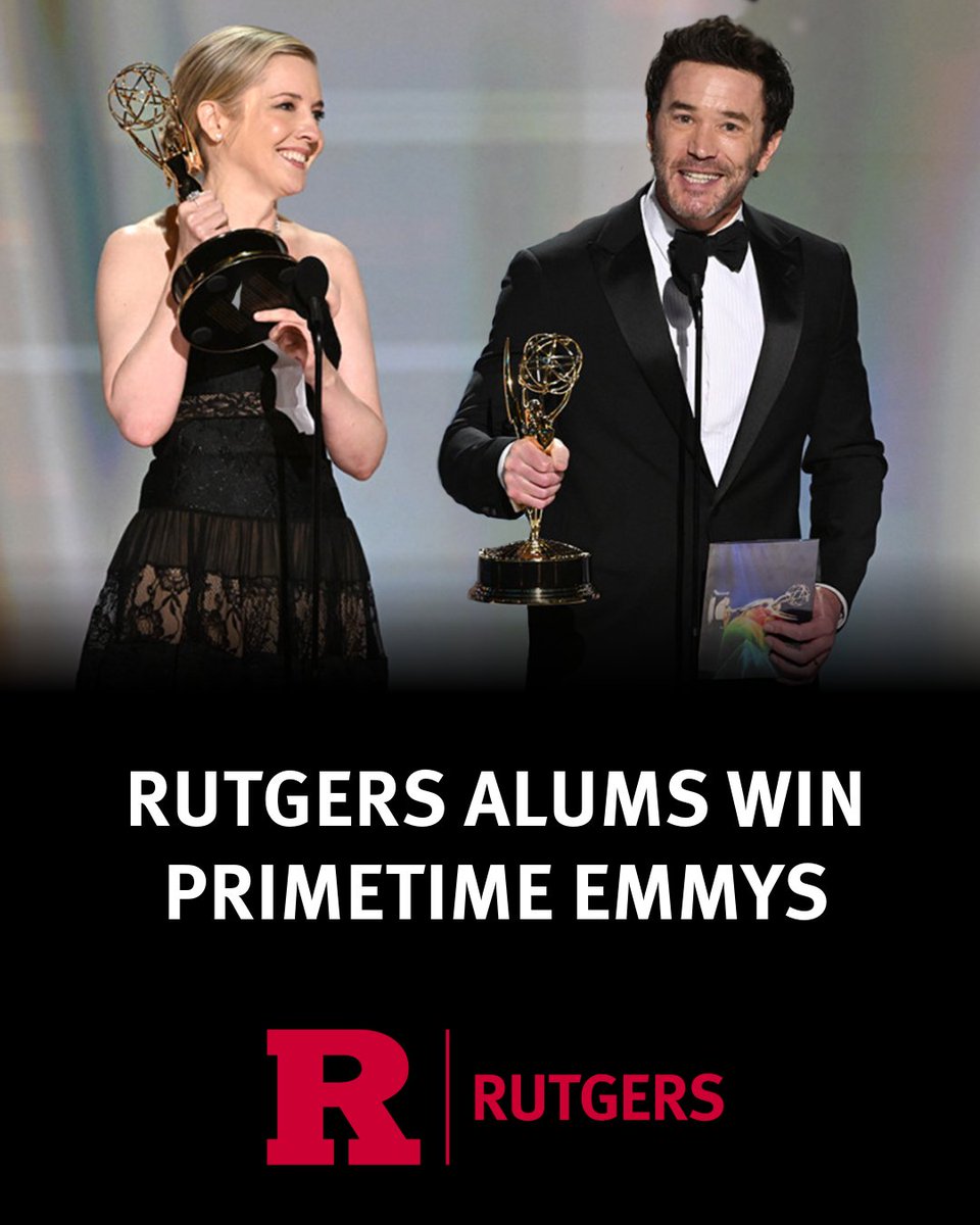 RutgersU's tweet photo. Congratulations to alums Tom Pelphrey and Katie Dippold, who both won Emmy Awards on Monday evening. Pelphrey won for Outstanding Supporting Actor in the Drama Series Task, while Dippold earned two Emmys  for her work on the horror-comedy series Widow's Bay. #rutgerspride https://t.co/z2J3begirZ