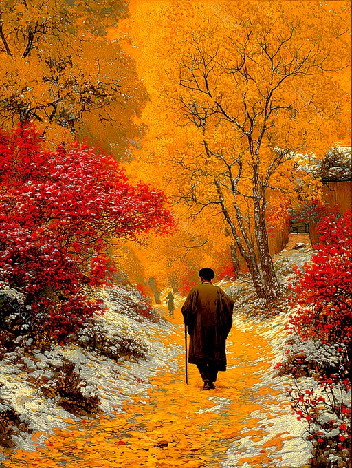 fraveris's tweet photo. "We must never stop believing that beautiful things can happen, even in times of chaos."

Final steps of autumn by Leiko Tar https://t.co/3nqM0aFNGF